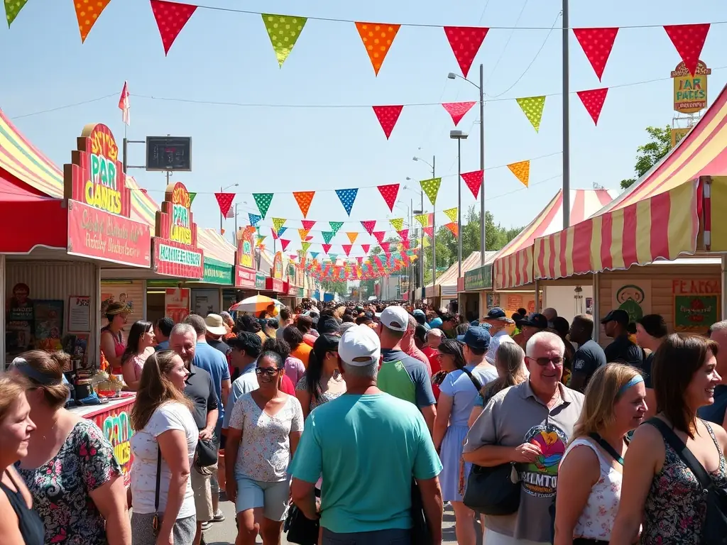 A photograph of a community cultural festival organized by the OCM, featuring diverse cultural performances, food stalls, and community members enjoying the festivities.